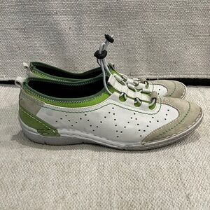 Josef Seibel Green and White leather loafers with drawstrings size 39 shoes